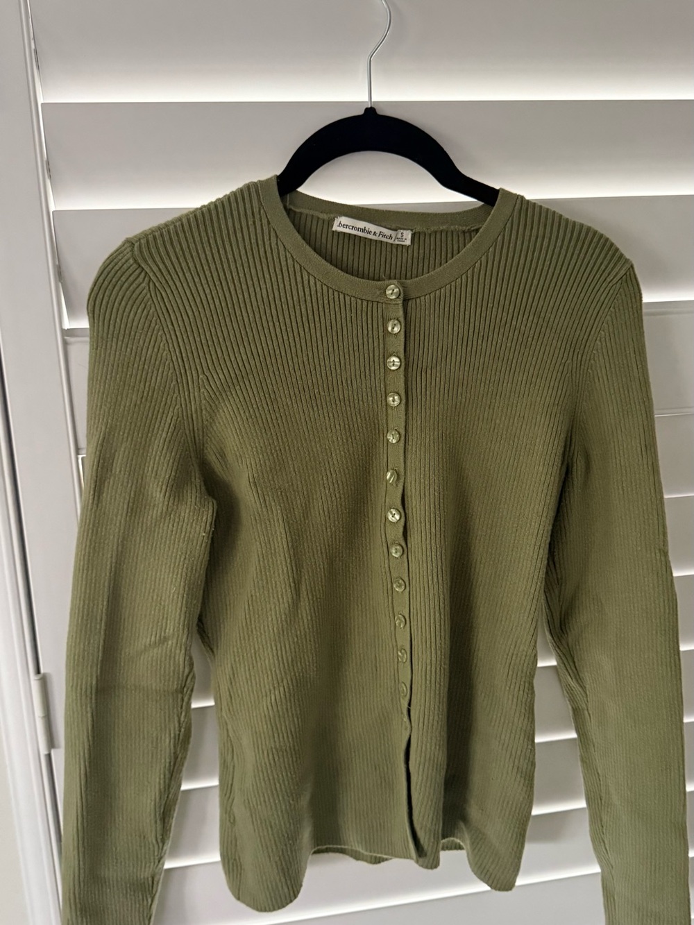 Abercrombie & Fitch Olive Rib-Knit slim fit Cardigan